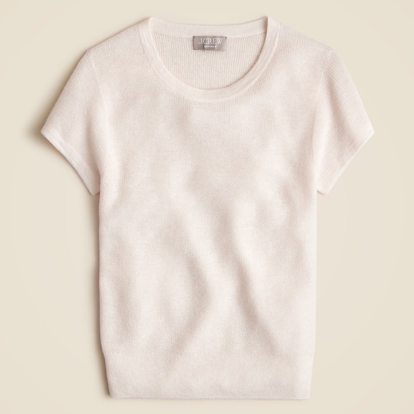 J. Crew Sweaters - NWT J. Crew Ivory Cashmere Top Ribbed featherweight Short Sleeve T Shirt Medium